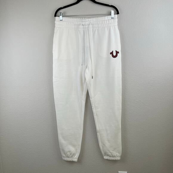 True Religion Winter White Collegiate Boyfriend Jogger Sweatpants Medium NWT - Picture 11 of 12